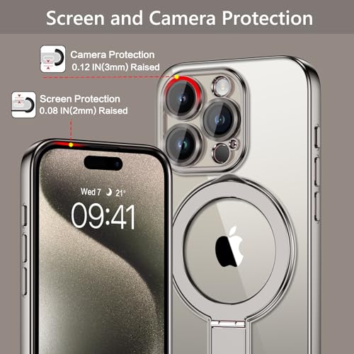 Coque transparente iPhone 15 Pro Max magnétique antichoc avec bague support intégrée dos fin - 6