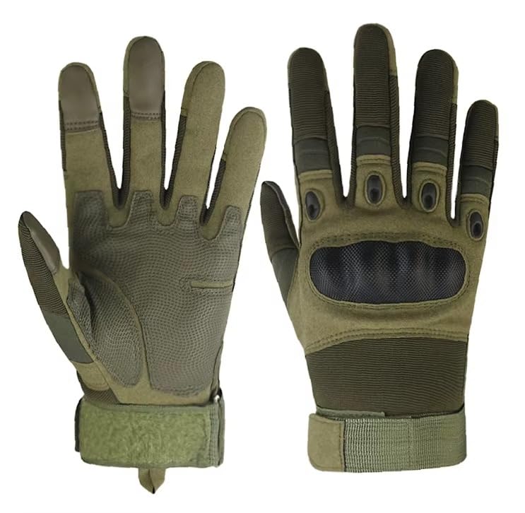 Image of Tactical Riding Gloves for Motorcycle & Bike | Full Finger Protective Sports Gloves for Biking, Shooting, Hiking, Camping & Outdoor Adventure (Green, XL)