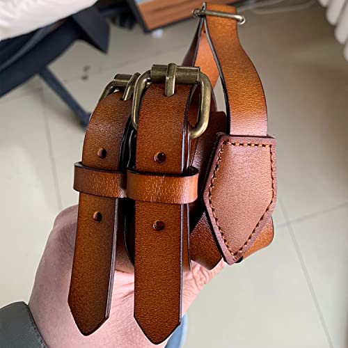 Image of EURYNOME Leather Suspenders For Men, Brown Genuine Leather Suspenders Groomsmen Gifts