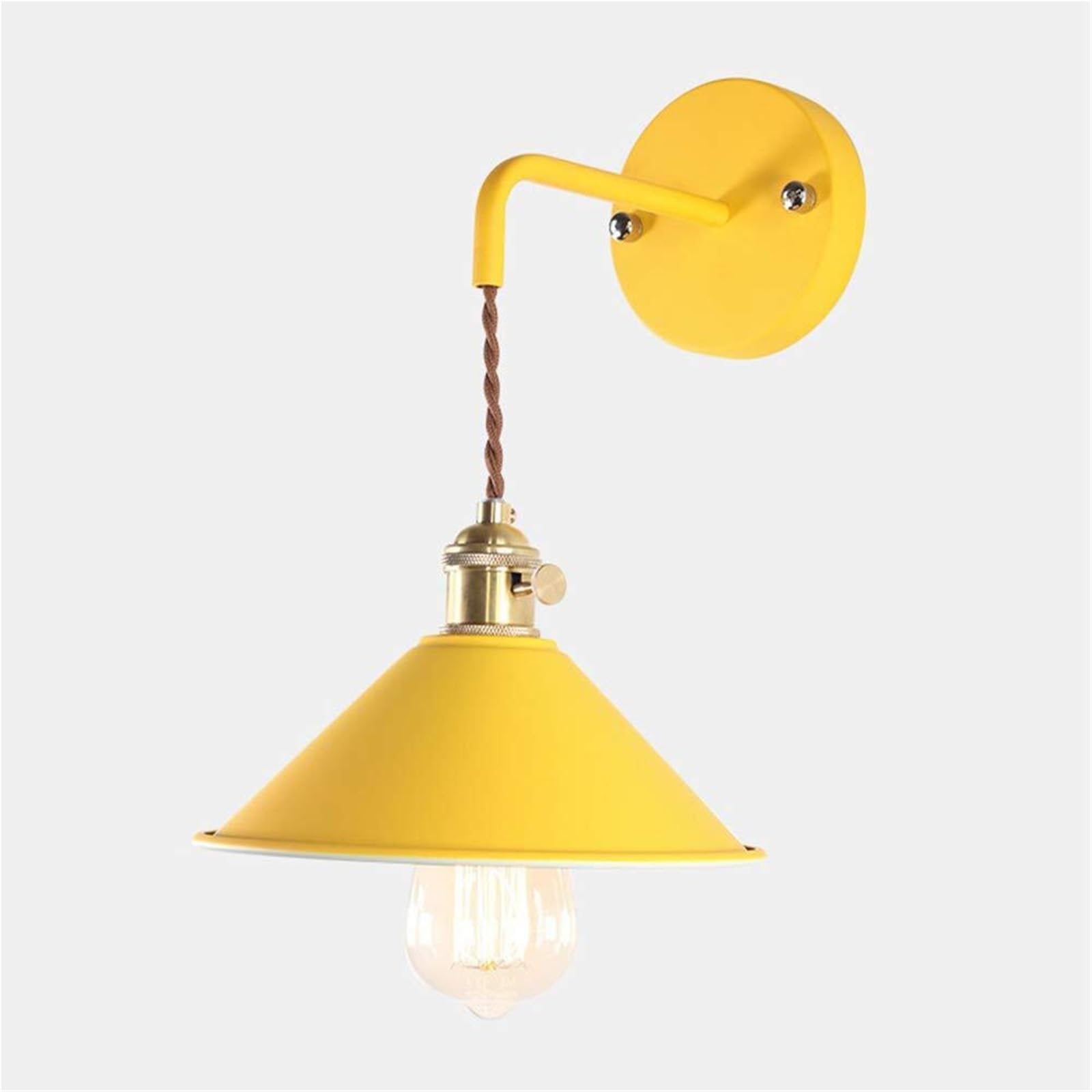 KHUKHU Vintage Wall Sconces Vintage Wall Lamp Industrial Edison Light E26 Indoor Retro Wall Light LED Wall Lamps for Bedroom Hallway Cafe Loft Bar(Yellow)