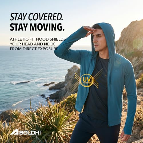Image of Boldfit Sunscreen Jacket for Men & Women UPF 50+ Lightweight Sun Protection Jackets with Hood & Full Sleeves Quick Dry, Breathable Summer Wear for Running, Trekking, Travel & Outdoor