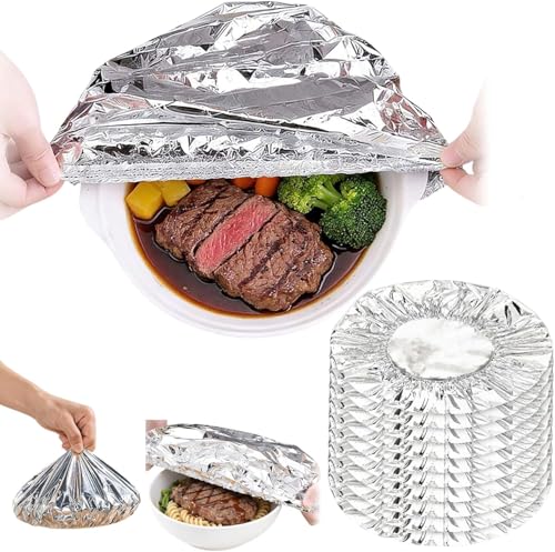 Reusable Aluminum Foil Food Covers 2026 Upgrade Aluminum Foil Heat Retaining Covers for Meals Vegetables Fruits Leftovers Storage (30)
