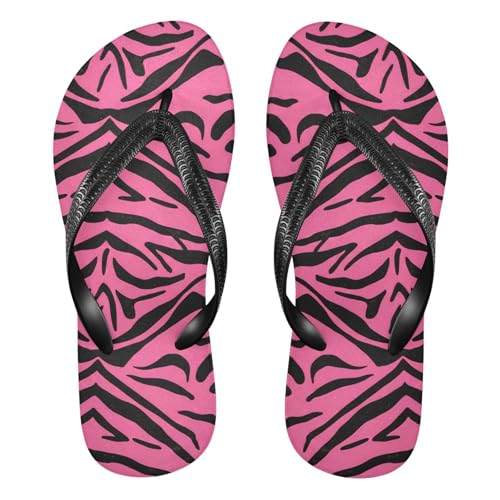 Zebra Stripes Pink Black Flip Flop Beach Summer Casual Sandal for Women & Men Shower Shoes 20862025