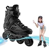 DODOBD Inline Skates, Inliner für Kinder Kinderinliner Rollschuhe mit Vollrädern für Jungen Mädchen Jugendliche Erwachsene Anfänger Größen 36-44, Schwarz