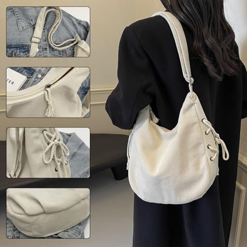 Image of MYHOZEE Canvas Tote Bag, Large Hobo Bags for Women Aesthetic Shoulder Purses Cute Simple Crossbody Purse