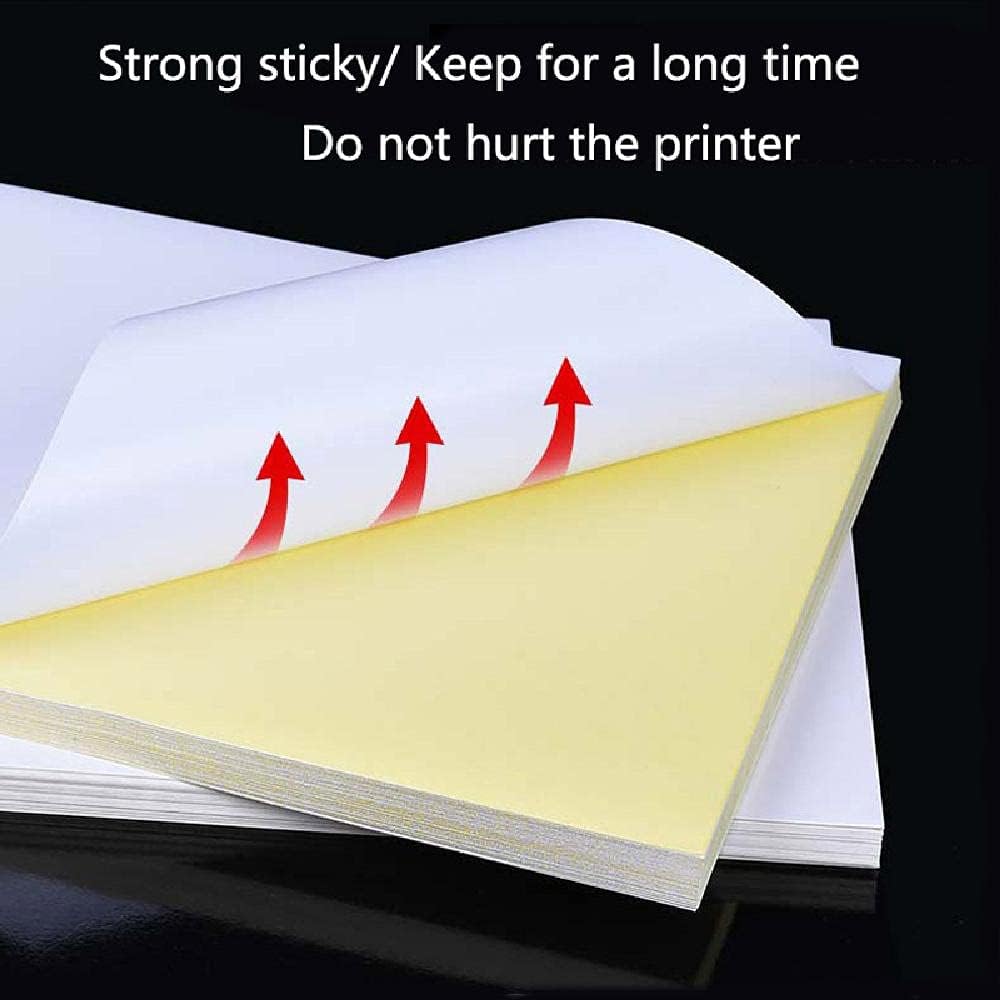 A4 Matte Sticker Paper, 50 Pcs Self Adhesive Sticker Label Paper for Printer, White Matte, Dries Quickly