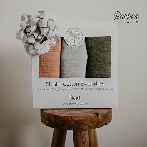 Miniatura 7 de Parker - Mantas para bebé, paquete de 3 mantas de muselina 100% algodón para bebés niños y niñas, unisex, género neutro, juego de Estes