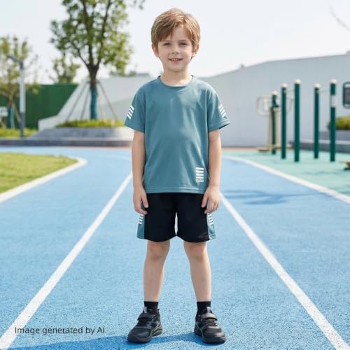 Image of Toddler Boys Clothes Mesh Athletic Summer Short Sleeve T-Shirt and Shorts Kids Outfit Set 3-10 Year