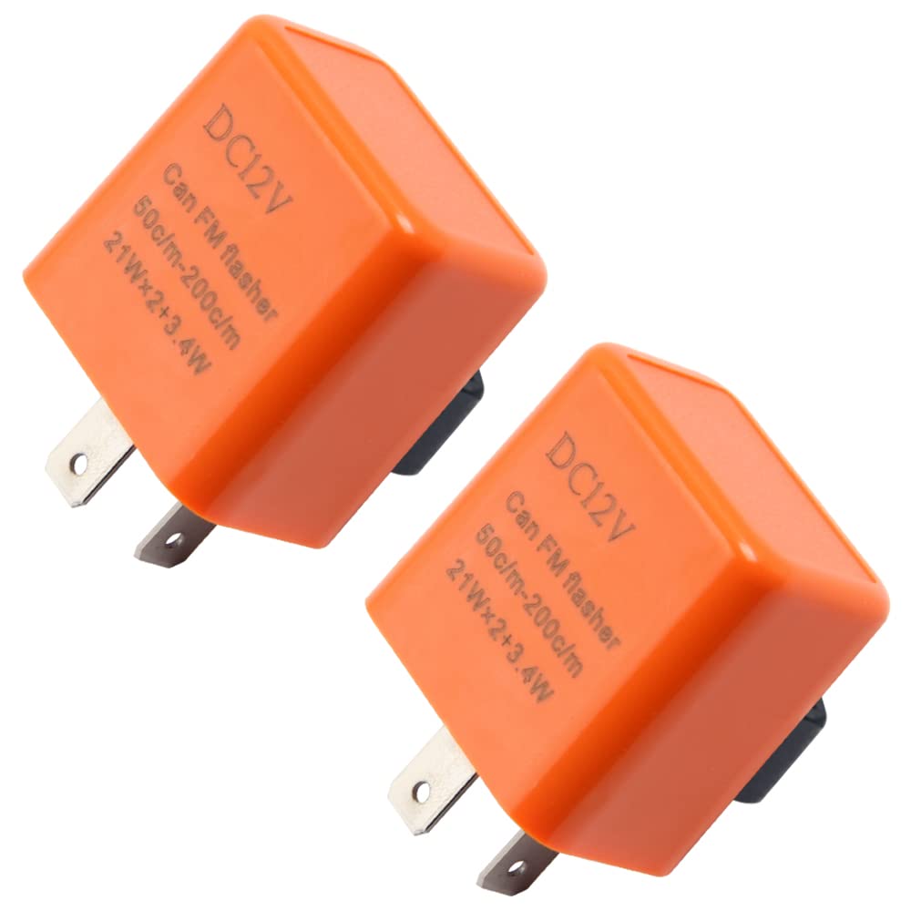 Yingcen 2Pcs 12V 2 Pin LED Flasher Relay Adjustable Indicator Relay for Motorcycle Motorbike Turn Signal LED Flasher Relay(Orange)