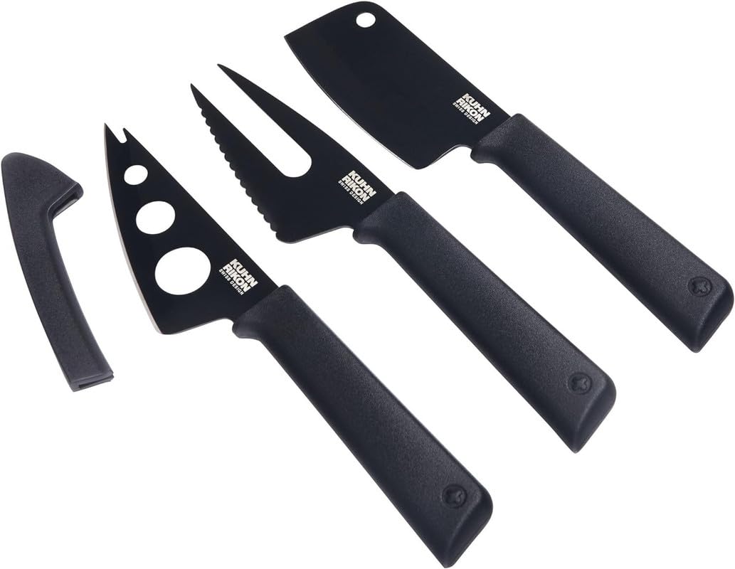 COLORI+ Non-Stick Cheese Knife Set with Safety Sheaths, Set of 3, Black
