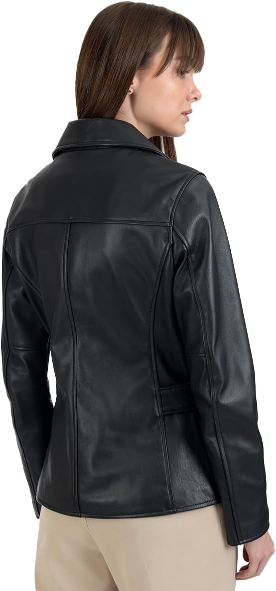 Nine West Women’s Leather Biker Jacket Black.