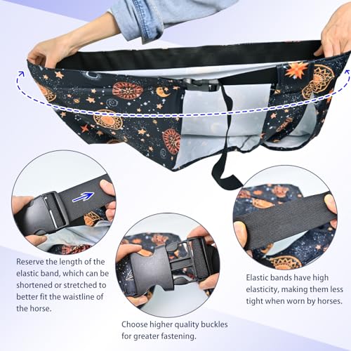 Image of Horse Slicker Hood with Zipper of 2 Set: Snug Fit, No-Ears Design, and Extra Large Eye Holes for Face, Shoulders, Mane, Chest, and Withers - Perfect for Show-L(Orange+Flower)