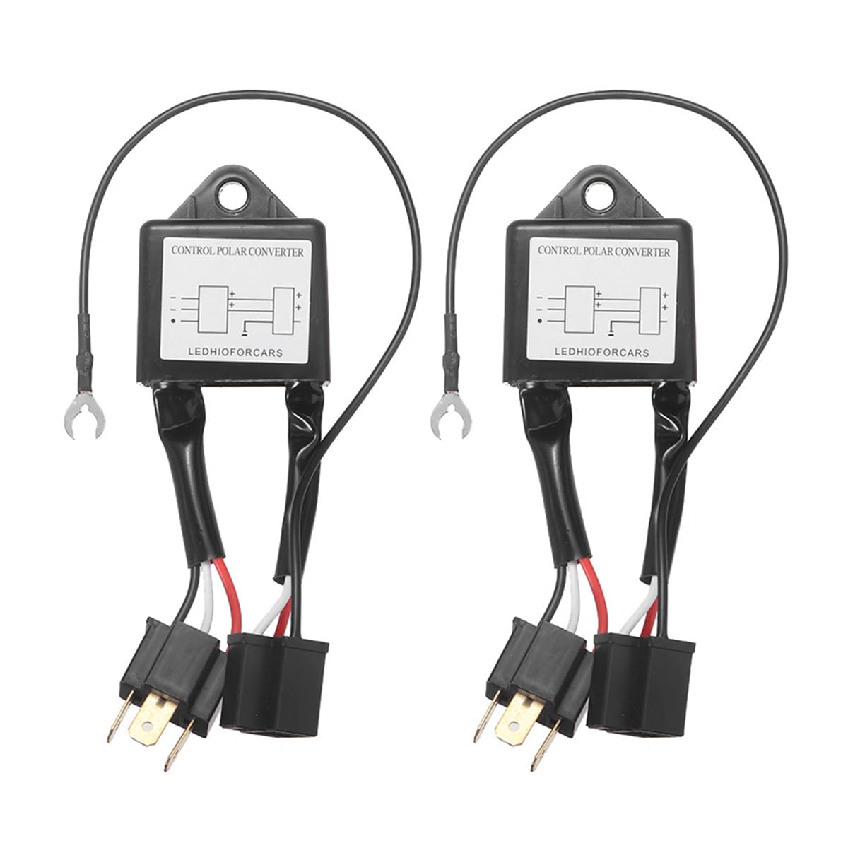 CGEAMDY Pack of 2 Car Polar Converter, Negative Switch Wiring Harness, Reverse Polarity, LED Negative Converter Polar Negative Switch Wiring Harness Adapter Reverse Polarity
