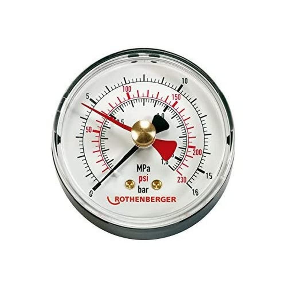 Rothenberger 61316 16 Bar Supplementary Pressure Gauge with Resistance Indicator R1/4