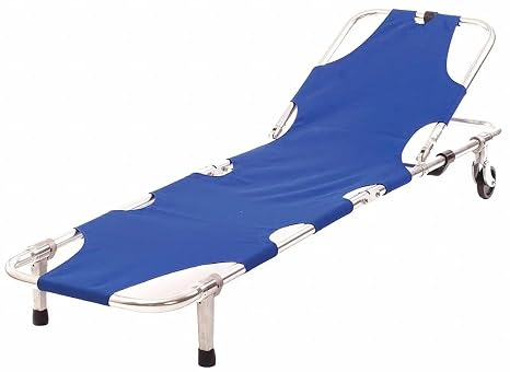 Aluminum Alloy Folding Stretcher Roller Portable Stretcher The Front Can Rise Up (with backrest)