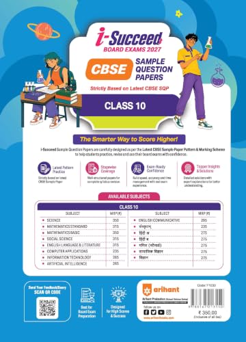 Image of Arihant i-Succeed CBSE Sample Papers 2027 Class 10 Science | 15 Sample Question Papers | Colour-Coded Revision Cheat Sheets, Toppers Copy with Expert Insights | Free Super Power Kit