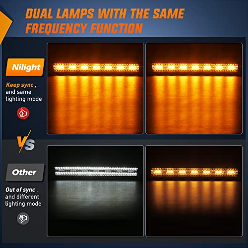 Image of Nilight 20inch Amber White Strobe 6 Modes 420W LED Light Bar | Constant /Flash 6 Modes Memory Wiring Harness Kit, Spot-Flood Combo Beam Auxiliary Lights Fit Truck Car ATV Jeep