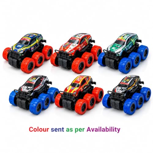 Image of 6 Wheel Monster Truck Toy for Kids, Friction Powered Push and Go Racing Car, Big Wheel Off-Road Vehicle, Heavy Duty Plastic Stunt Truck for Age 3+ Years (Pack of 1) (6 Wheels Monster Truck)