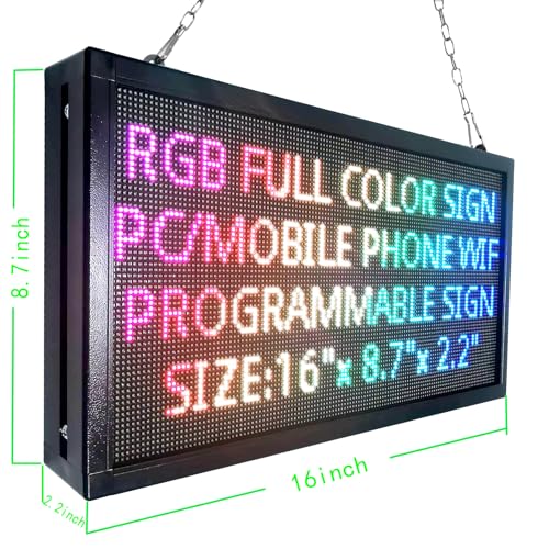 P3 Mini Programmable LED Scrolling Sign 16x8.7 Inch, Full Color WiFi LED Message Display Board, Indoor LED Board for Business Storefront Bar Restaurant Shop Advertising by Amorlipha - Image 3