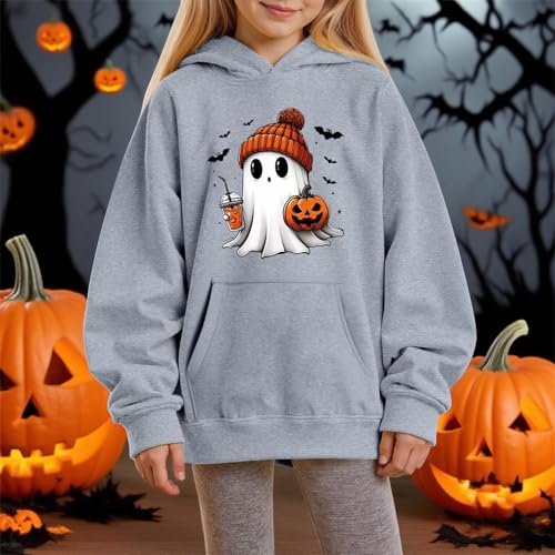 Hoodies for Teen Girls Fall Oversized Trendy Pullover Long Sleeve Ribbed Cuffs Halloween Ghost Pattern Clothes3