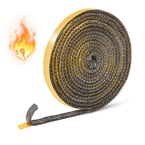 Cinta de sellado para chimenea, resistente al fuego, cinta de sellado autoadhesiva, para estufas de chimenea, de fibra de vidrio, resistente al calor hasta 550 °C, longitud 3 m, ancho 10 x 3 mm