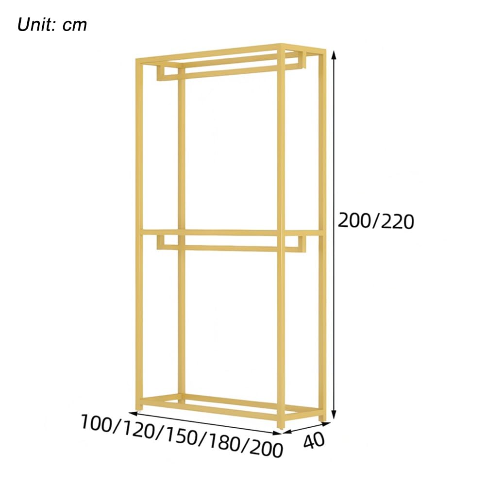 Wytrzymały stojak ekspozycyjny na suknię ślubną – stojący na podłodze butikowy wieszak na długie sukienki, metalowy stojak na ubrania, 150 x 40 x 220 cm, idealny do użytku detalicznego
