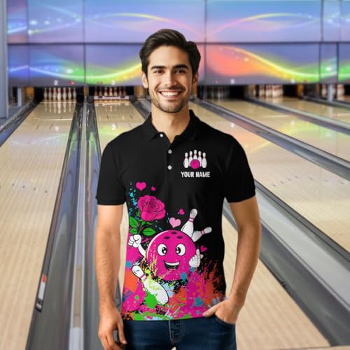 Custom Rose Bowling Shirt Funny Bowling Team Jersey Polo & Quarter Zip Pink Bowling Unisex Outfit3