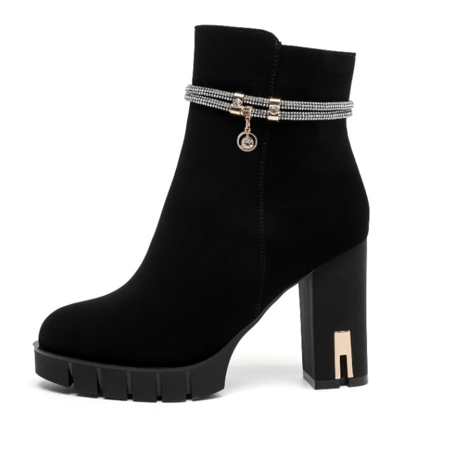 Queentina Damen Absatz Stiefel Stiefelette Plateau High Heels elegant Glitzer