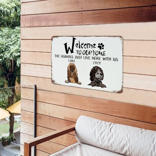 Plaque rétro en métal décoration pour salon et jardin panneau humour animaux domestiques