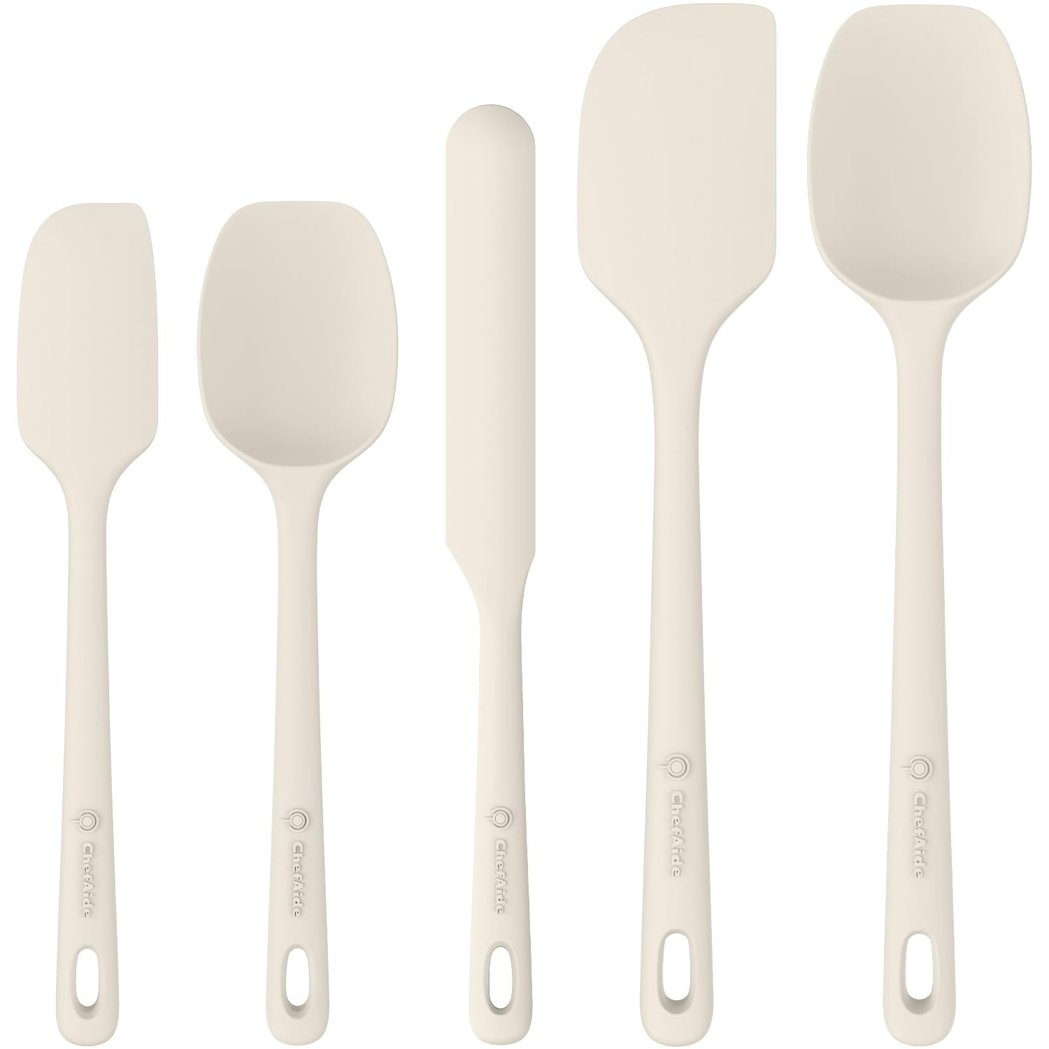 ChefAide 5 Pieces Silicone Spatula Set, Food Grade Rubber Spatula, Upgrade Strong Handle with...