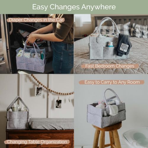 Image of Parker Baby Diaper Caddy - Nursery Storage Bin and Car Organizer for Diapers and Baby Wipes - Gray, Regular (Pack of 2)