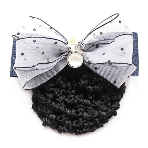 DNHPSMYI Bow Tie Hair Net Silk Bow Spring Clip Hair