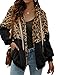 SUNNYME Felpa con Cappuccio Sportiva Cappotto Donna Sciolto Giacca Peluche Leopardato soffice Nero L