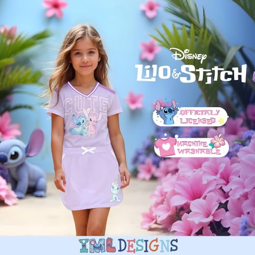 Image of Disney Princess, Lilo and Stitch, Minnie Mouse, Moana and Frozen Girls 2-Piece Sets - Short Sleeve T-Shirt and Skort for Kids