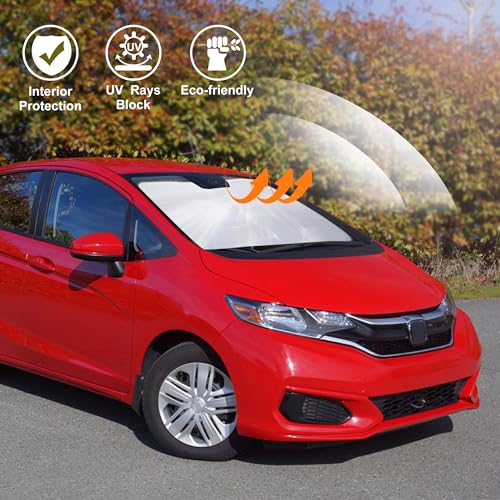 Image of Windshield Sun Shade Compatible with Honda Fit 2015-2020 Accessories Custom Fit Sunshade Foldable Front Sun Visor Protector Blocks Sun Rays