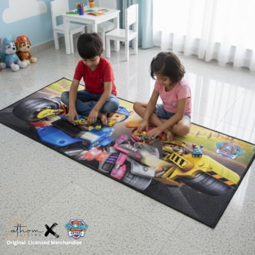Image of Athom Living Paw Patrol (Yellow) Runner Carpet 2x4.5 Ft, Soft Printed Mat with Anti-Skid Backing, Durable Washable Runner for Kids Bedroom, Play Area & Playroom Decor