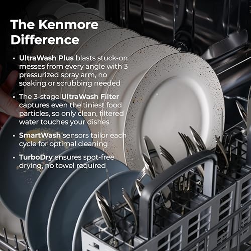 Kenmore 22-14632 24" Built-In Dishwasher - UltraWash Plus, SmartWash, Accela Wash, Sanitize Rinse, TurboDry, and Removable Third Rack - 15 Place Settings - 49 DBA - ENERGY STAR Certified - 24" - White - image 4