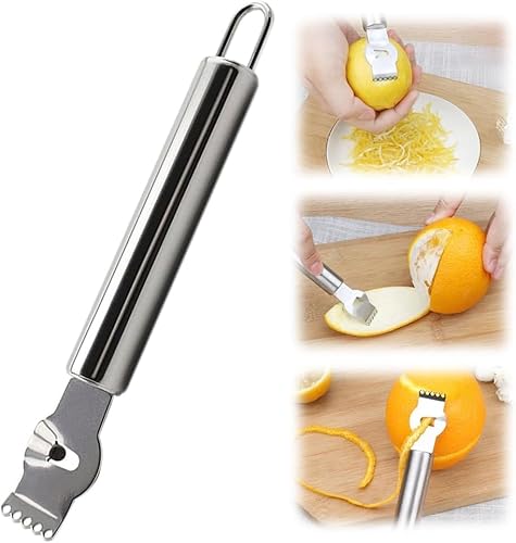 Grattugia per grattugia per limoni, grattugia per formaggio in acciaio inox con manico, strumento per scorza limone, sbucciatore portatile per agrumi, arance, limoni, frutta e verdura (1 pezzo)
