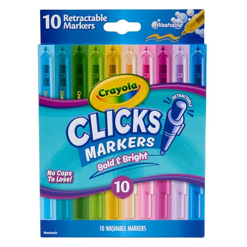Crayola Clicks Retractable Markers - Bold (10ct), Stocking Stuffers for