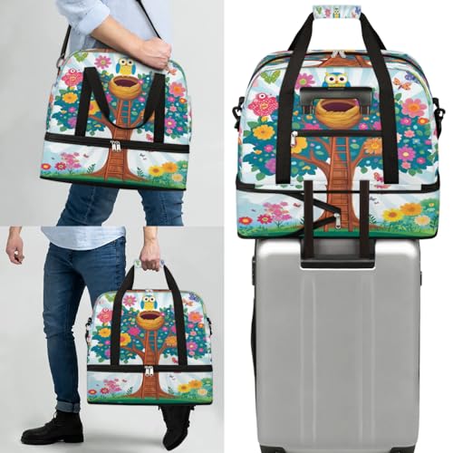 Bolsa de viaje plegable y resistente de 47L con compartimento para ropa húmeda 7