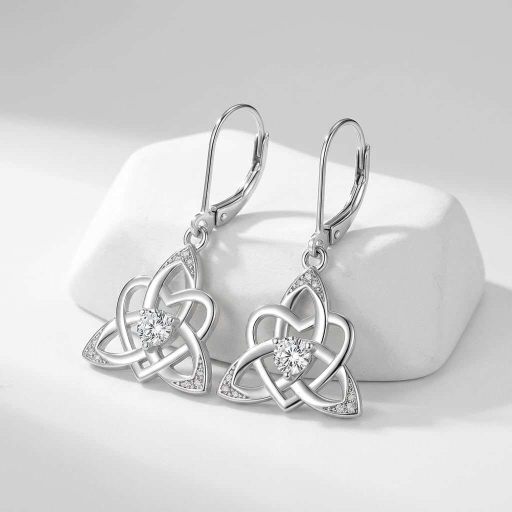 Keltische Knoten Ohrringe Damen 925 Sterling Silber Irischer Schmuck