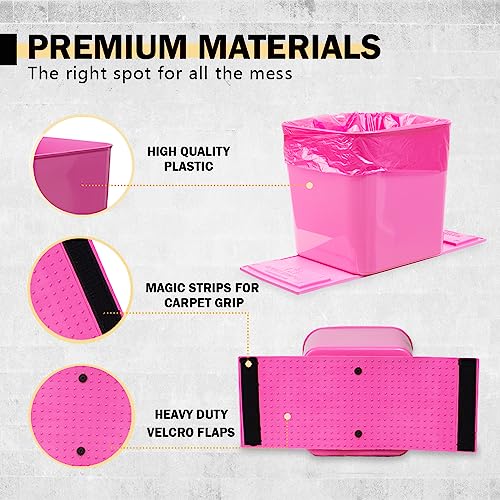 Image of Car Trash Can - Leakproof 1.4 Gallon Compact Garbage Bin with Stability Flap & Anti-Slip Base | Portable Trash Holder for Cars, Trucks, SUVs, Minivans - Includes Trash Bags (Pink, Large)