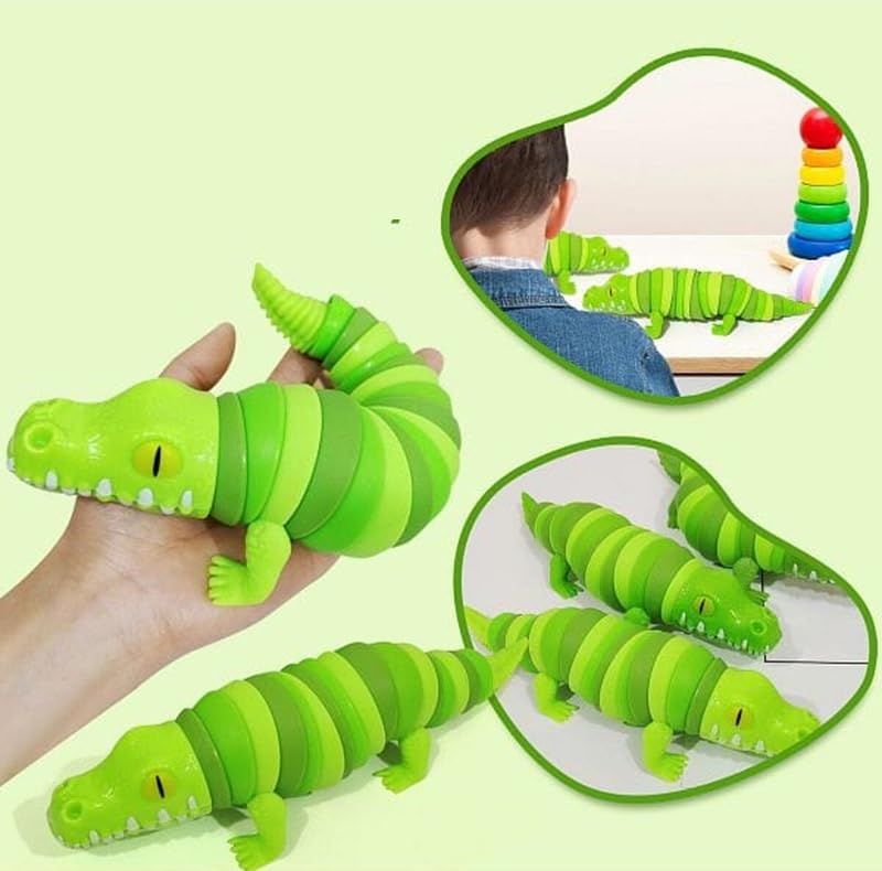 Image of Chocozone Crawling Caterpillar Toy Toddler Toys for Kids Flexible Clicky Sound Making Sensory Toys for 2+ Years Old Boys & Girls (21cm Crocodile)