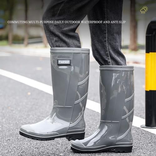 Camo Rain Tall Boots for Men Boat Fishing Waterproof Rubber Booties Lightweight Breathable Wide Width Non-slip Sole Comfort Wear Mud Walking Garden Shoes Hiking Camping4