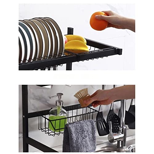 Escorredor Rack Preto Aço Inoxidável 65cm Organizador Louça