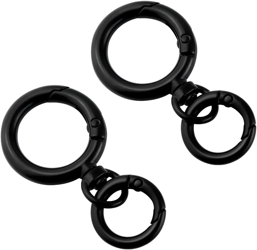 2 Set Key Chain Key Rings Metal Swivel Clasps Snap-On Keychain Ring Hook Spring Clip Snap Hook Lobster Clasp for Keys, Lanyards Jewelry Findings (Dark Black)