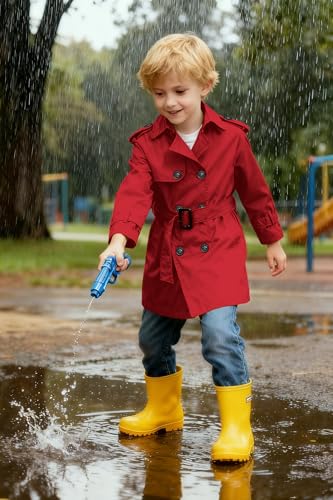Image of Betusline Boys Waterproof Trench Coat Double Breasted Classic Belted Outwear Jacket Dress Coats