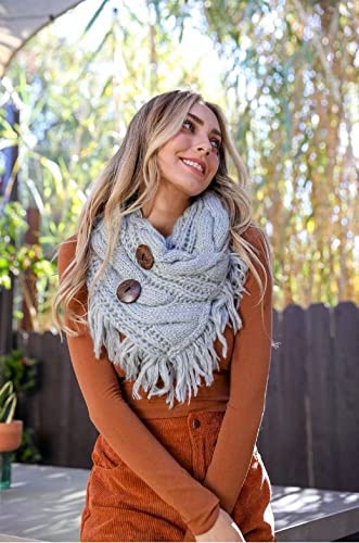 TD Collections Women's Winter Warm Button Accent Cable Knit Infinity Scarf - YS36802