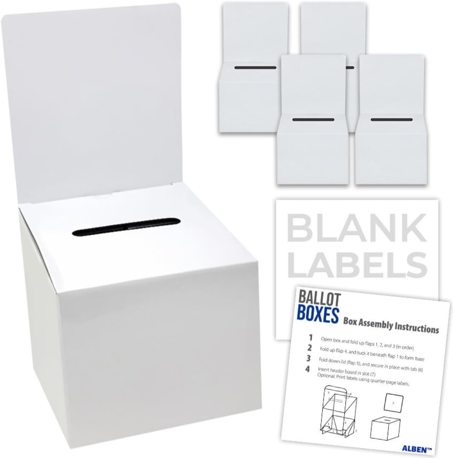 White Glossy 6x6x6" Ballot Box (20 Pack) Versatile Raffle