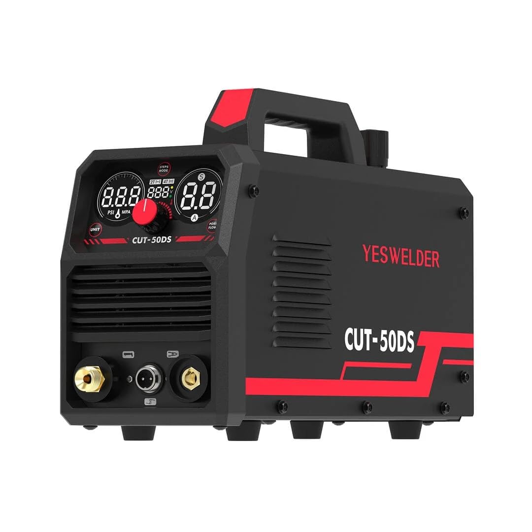 YESWELDER Cortador de plasma, 50 amperios, pantalla digital grande de 110/220 V, inversor IGBT de doble voltaje, máquina de corte por plasma con función 2T/4T para principiantes